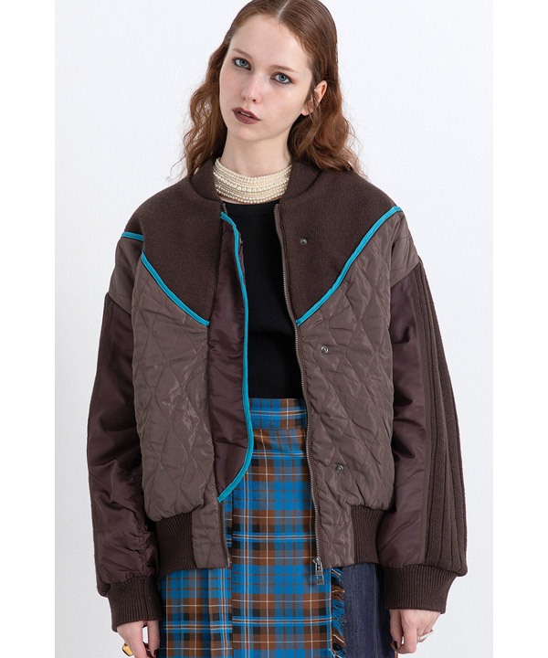 KNIT AND QUILTED TAFFETA BLOUSON