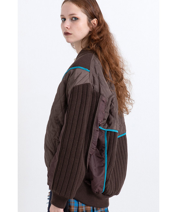 KNIT AND QUILTED TAFFETA BLOUSON