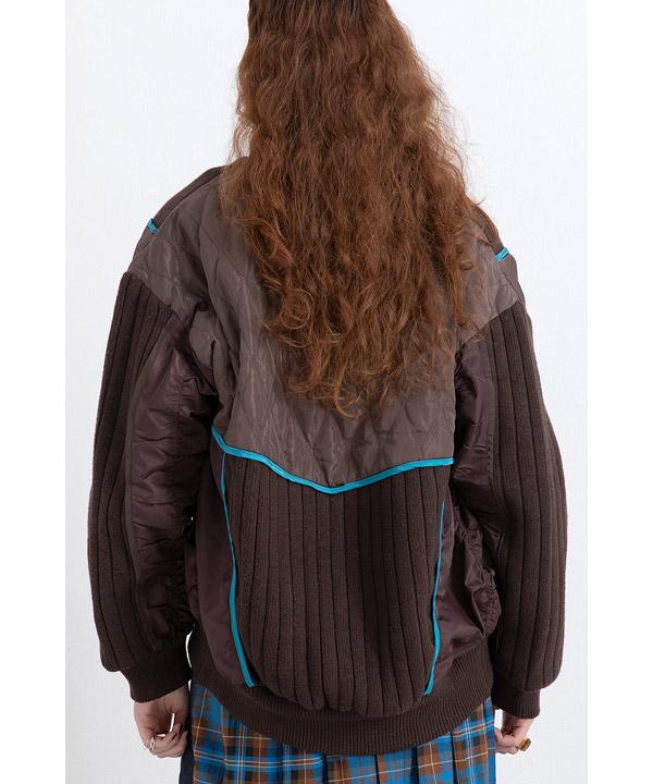 KNIT AND QUILTED TAFFETA BLOUSON