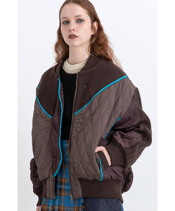KNIT AND QUILTED TAFFETA BLOUSON