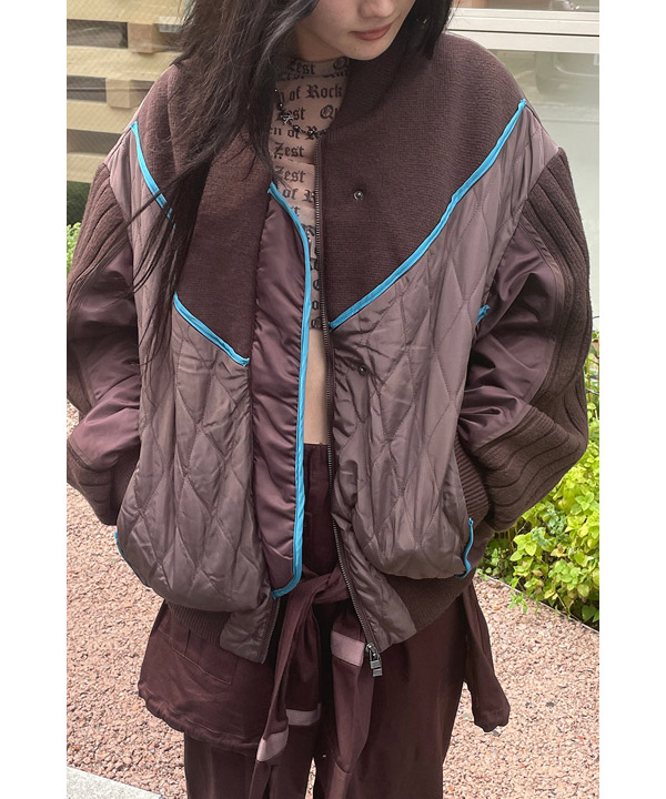 KNIT AND QUILTED TAFFETA BLOUSON