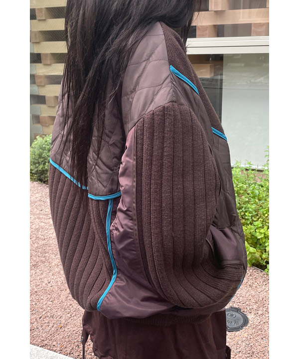 KNIT AND QUILTED TAFFETA BLOUSON