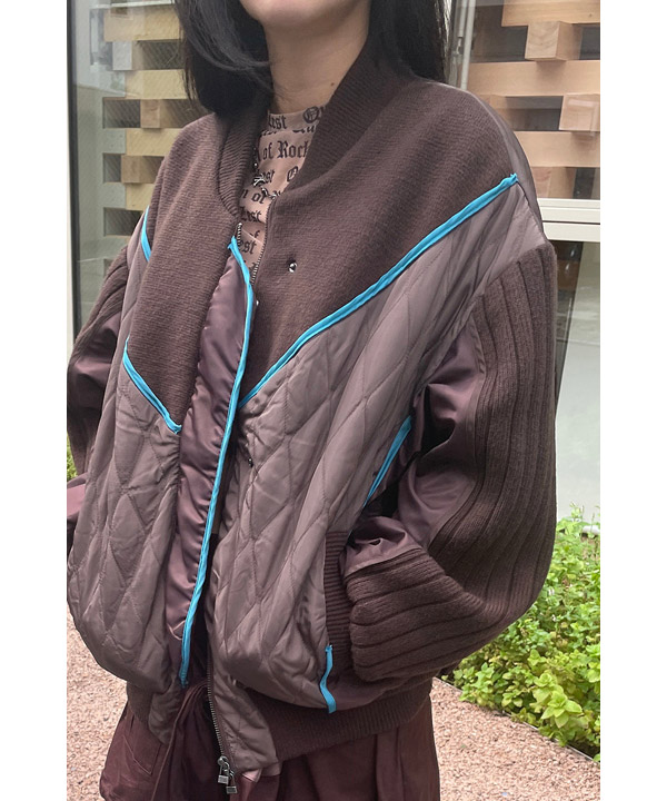 KNIT AND QUILTED TAFFETA BLOUSON