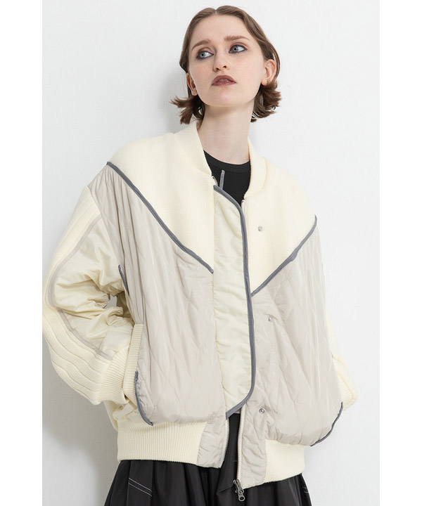 KNIT AND QUILTED TAFFETA BLOUSON