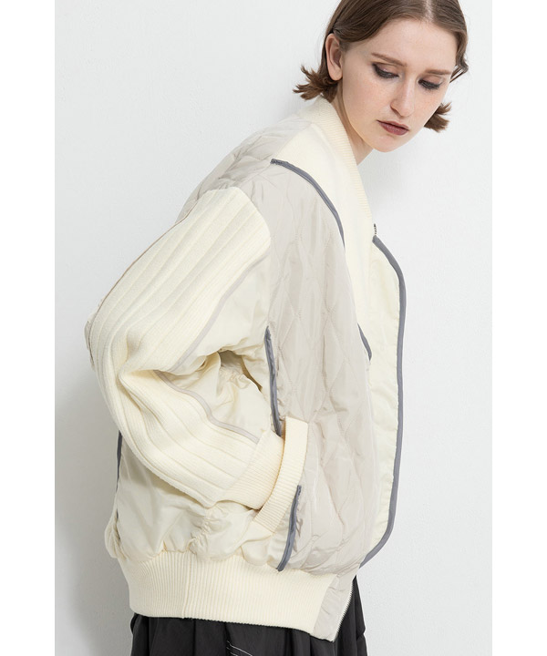KNIT AND QUILTED TAFFETA BLOUSON