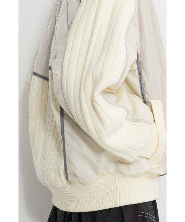 KNIT AND QUILTED TAFFETA BLOUSON