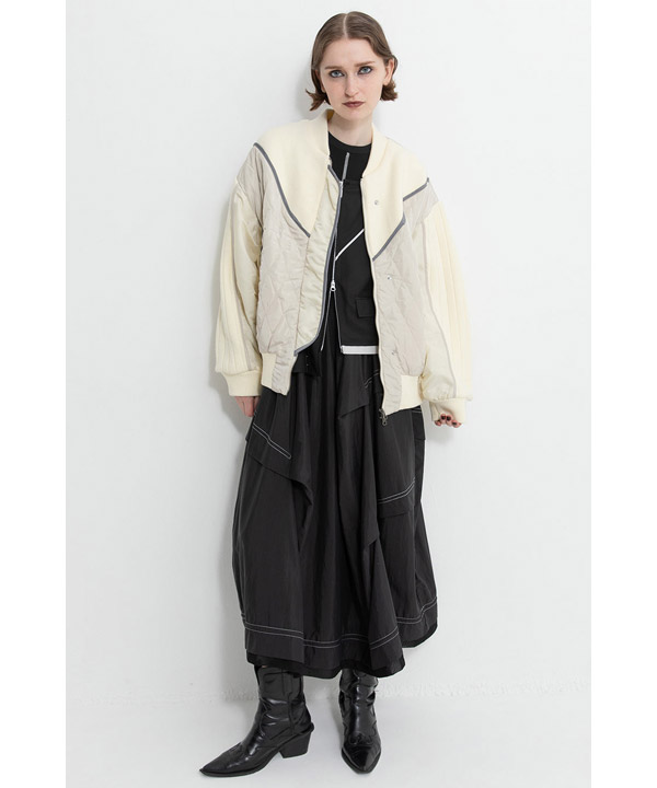 KNIT AND QUILTED TAFFETA BLOUSON