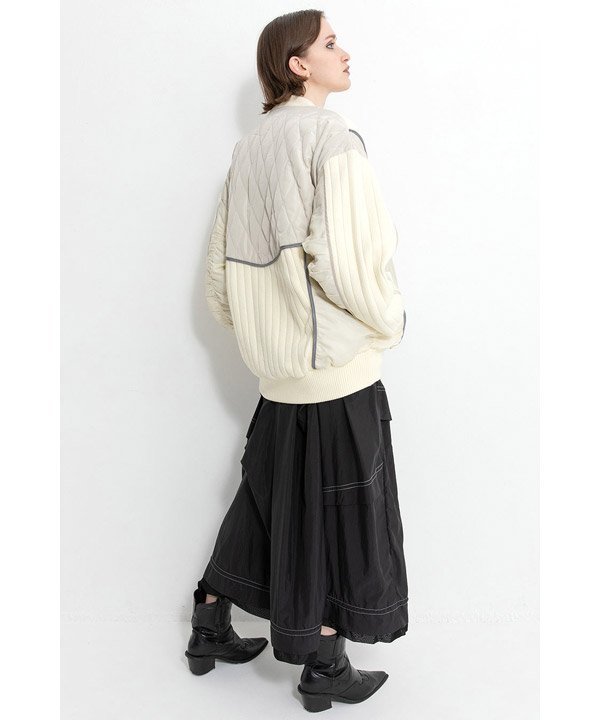 KNIT AND QUILTED TAFFETA BLOUSON