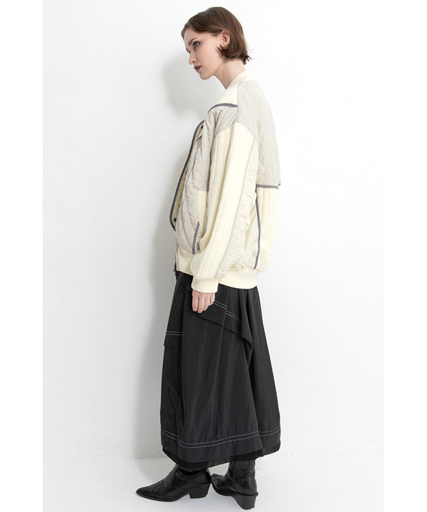 KNIT AND QUILTED TAFFETA BLOUSON