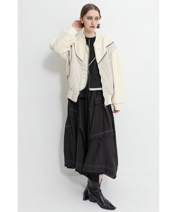 KNIT AND QUILTED TAFFETA BLOUSON