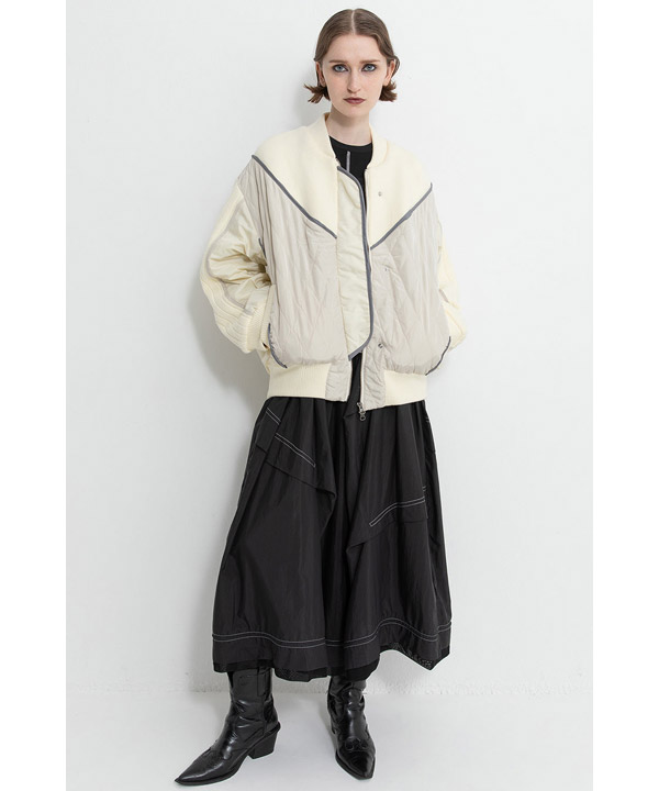 KNIT AND QUILTED TAFFETA BLOUSON