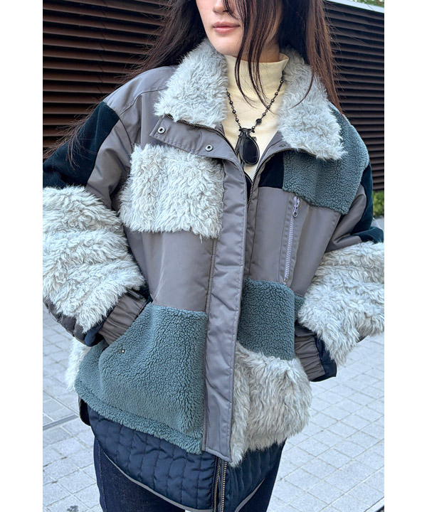 PATCHWORK LIKE BOA BLOUSON