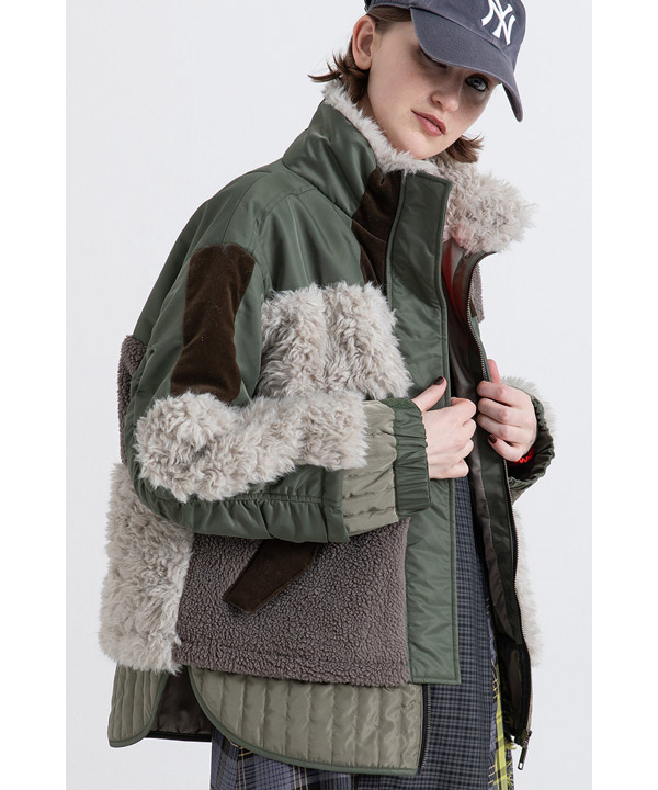 PATCHWORK LIKE BOA BLOUSON