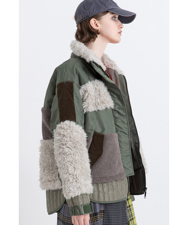 PATCHWORK LIKE BOA BLOUSON