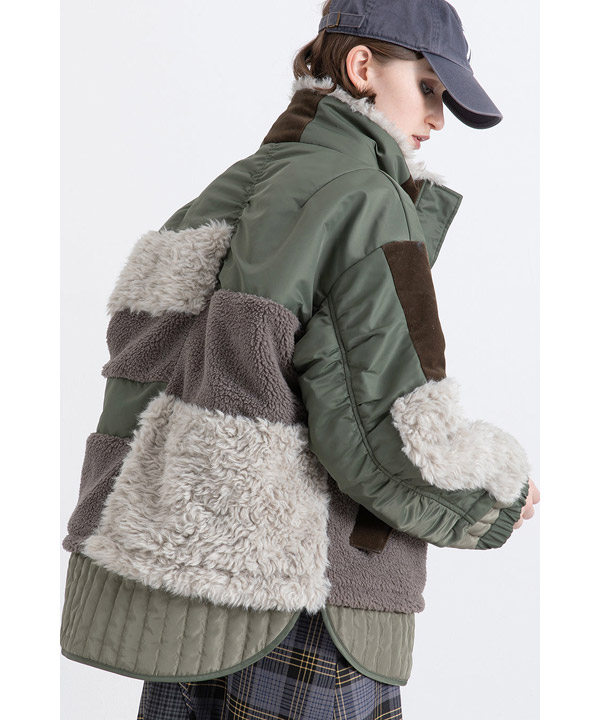 PATCHWORK LIKE BOA BLOUSON