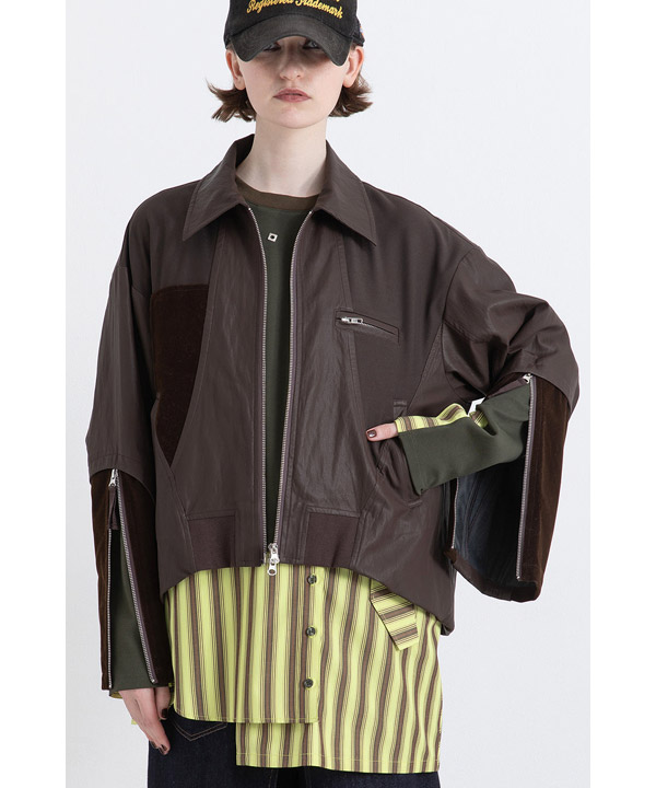 BALLOON HEM BLOUSON -ブラウン-