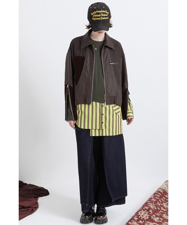 BALLOON HEM BLOUSON -ブラウン-