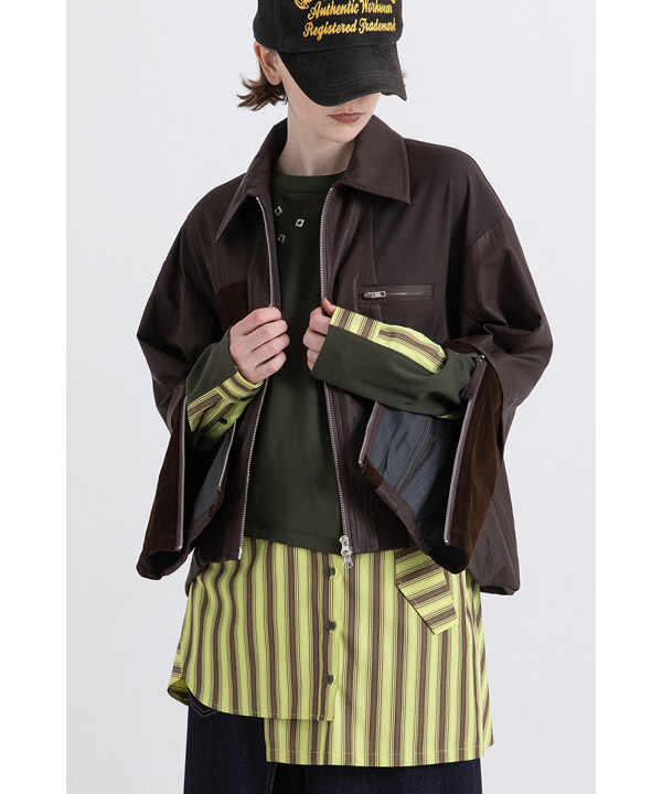 BALLOON HEM BLOUSON -ブラウン-