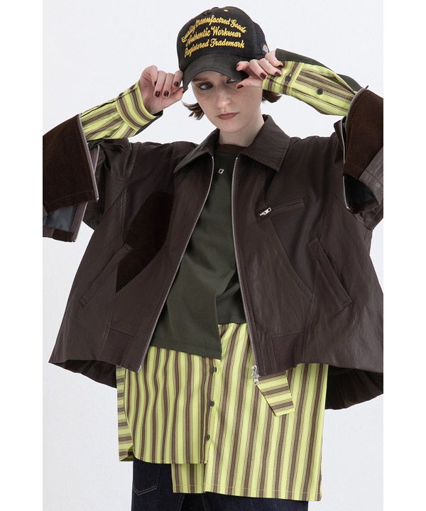 BALLOON HEM BLOUSON -ブラウン-