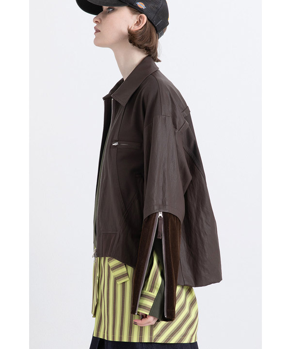 BALLOON HEM BLOUSON -ブラウン-