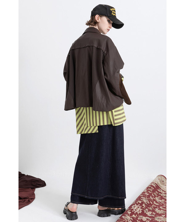 BALLOON HEM BLOUSON -ブラウン-