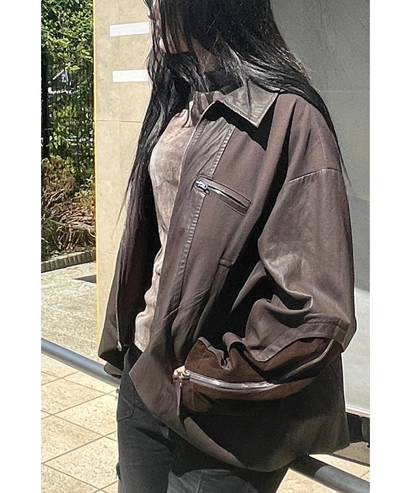 BALLOON HEM BLOUSON -ブラウン-