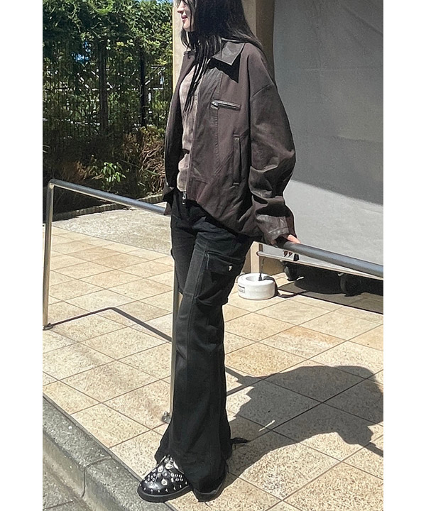 BALLOON HEM BLOUSON -ブラウン-
