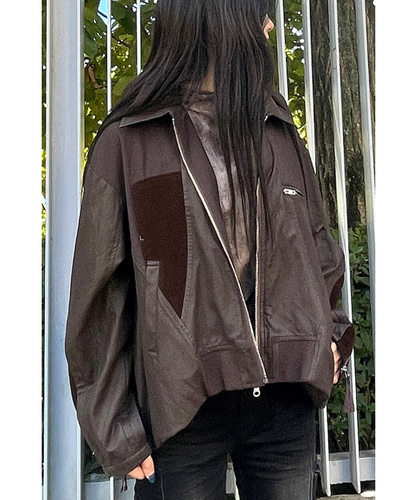 BALLOON HEM BLOUSON -ブラウン-