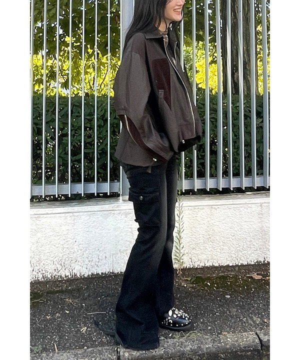 BALLOON HEM BLOUSON -ブラウン-