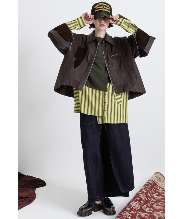 LAYERED DENIM PANTS -インディゴ-