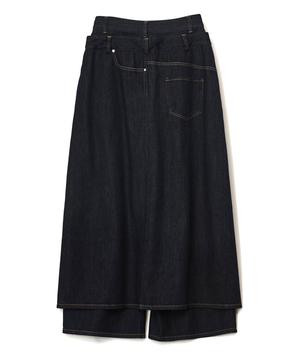 LAYERED DENIM PANTS -インディゴ-