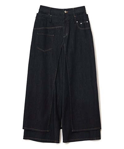 LAYERED DENIM PANTS -インディゴ-
