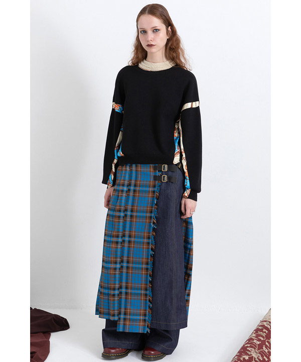 CHECK DENIM COMBINATION SALOPETTE