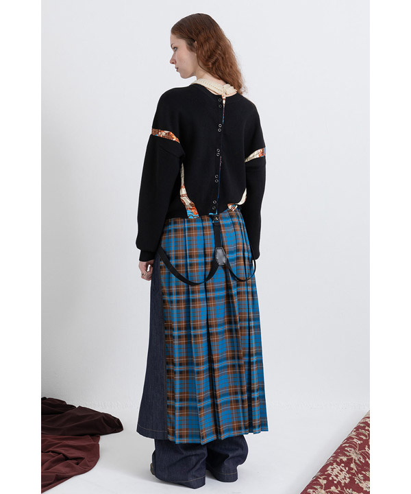 CHECK DENIM COMBINATION SALOPETTE