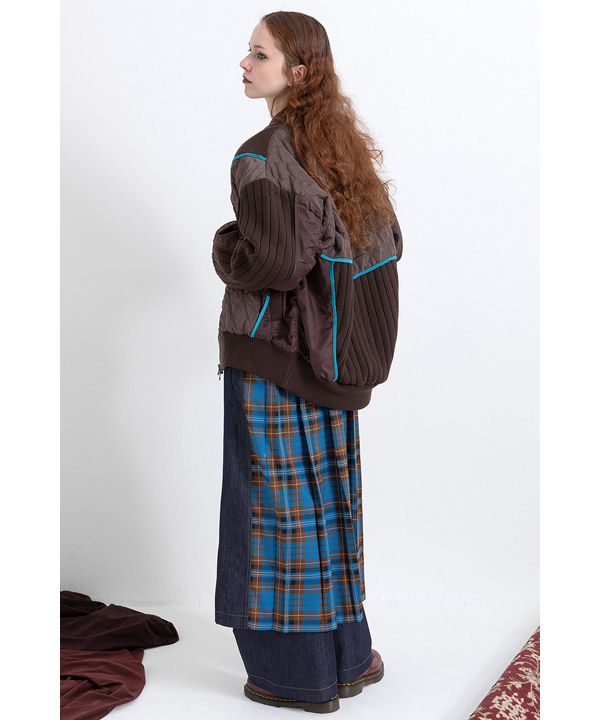 CHECK DENIM COMBINATION SALOPETTE