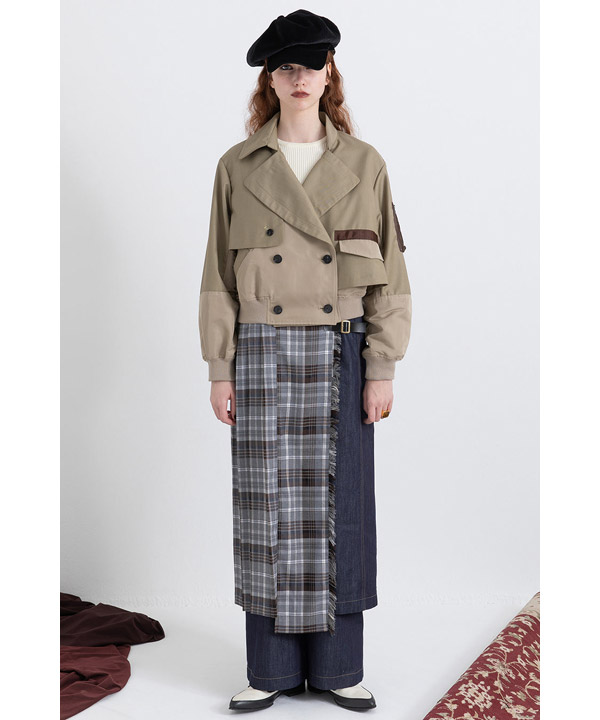 CHECK DENIM COMBINATION SALOPETTE
