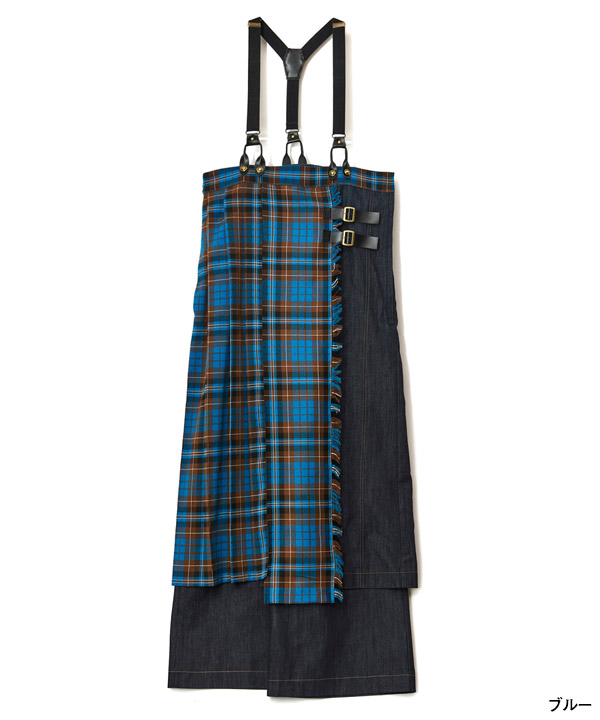 CHECK DENIM COMBINATION SALOPETTE