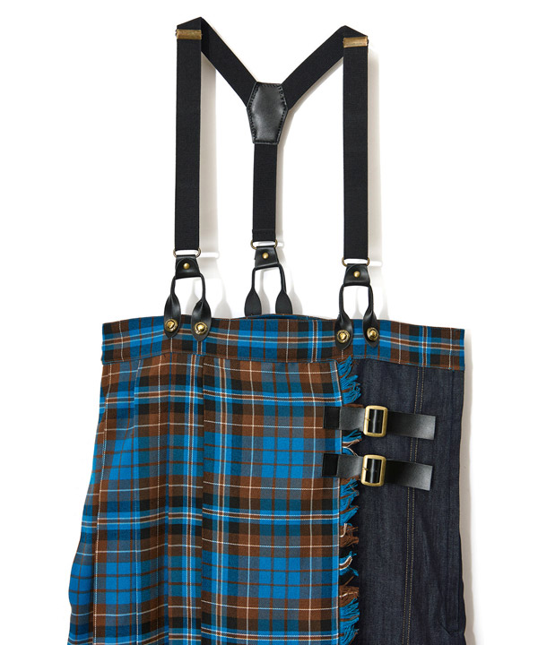 CHECK DENIM COMBINATION SALOPETTE