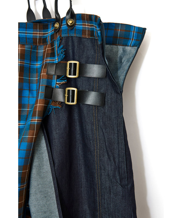 CHECK DENIM COMBINATION SALOPETTE