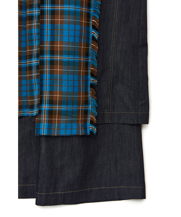 CHECK DENIM COMBINATION SALOPETTE