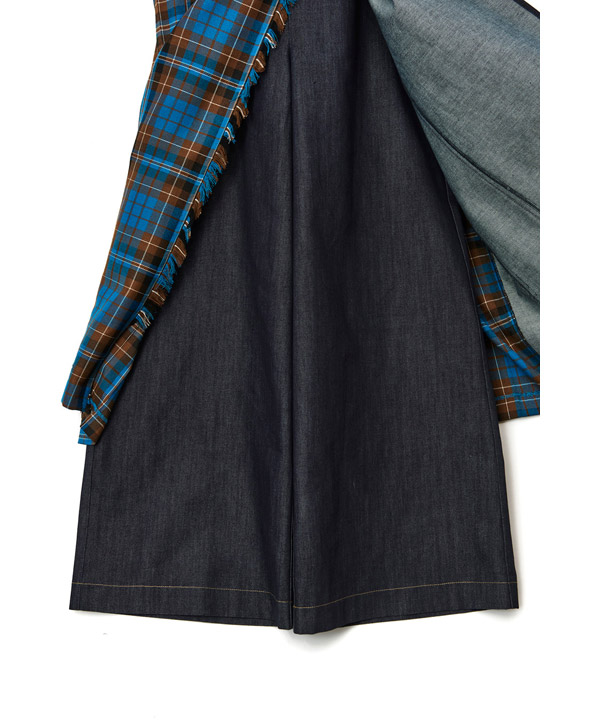 CHECK DENIM COMBINATION SALOPETTE