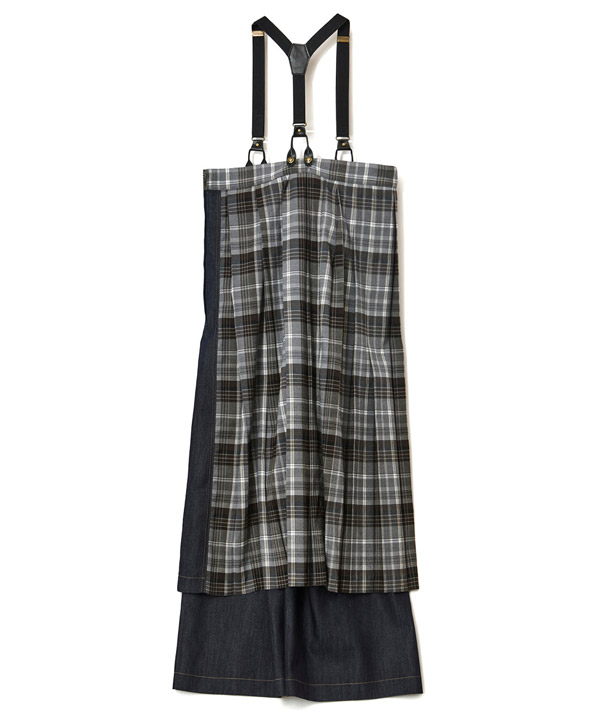 CHECK DENIM COMBINATION SALOPETTE