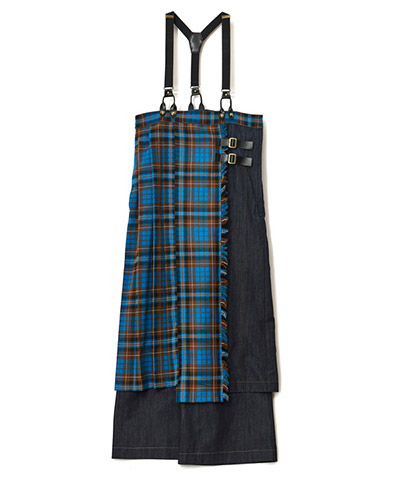 CHECK DENIM COMBINATION SALOPETTE