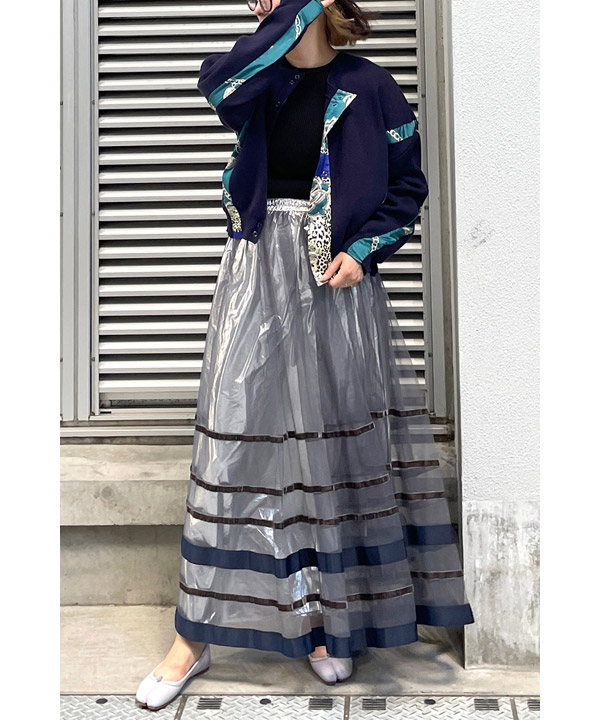 BORDER TULLE SKIRT -グレー-