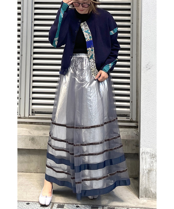 BORDER TULLE SKIRT -グレー-