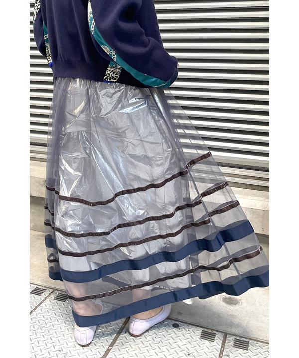 BORDER TULLE SKIRT -グレー-