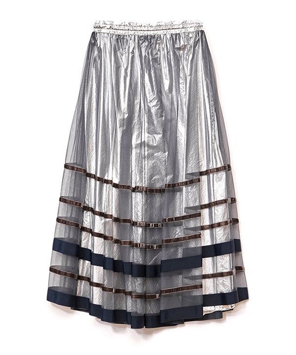 BORDER TULLE SKIRT -グレー-