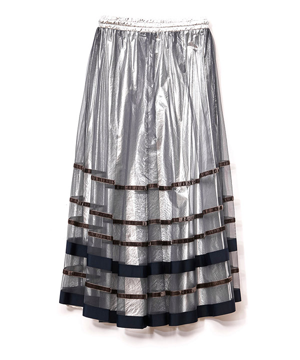 BORDER TULLE SKIRT -グレー-