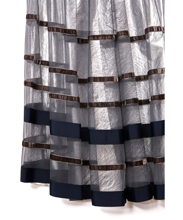 BORDER TULLE SKIRT -グレー-