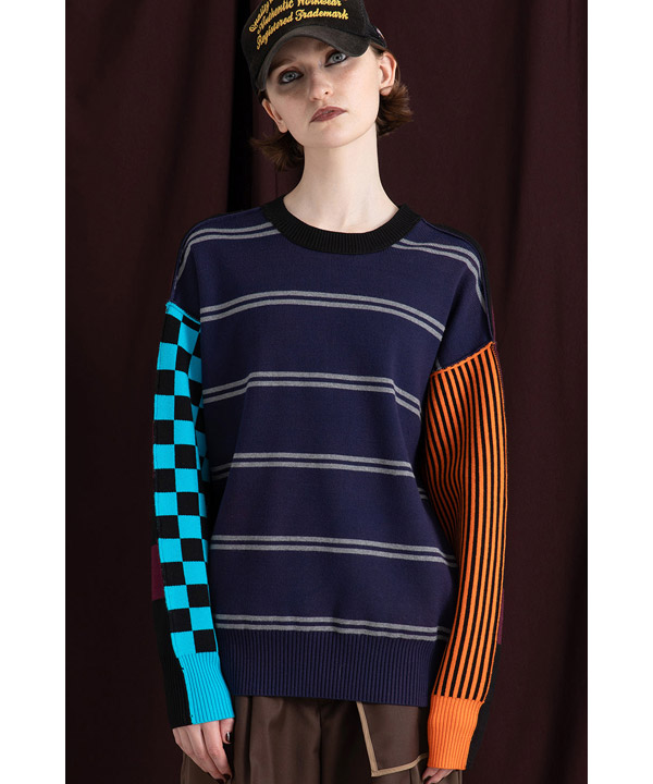 MULTI BORDER 2WAY KNIT